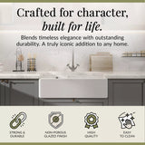 Single Bowl Fireclay Ceramic Butler Kitchen Sink - Variety of Sizes and Features Available