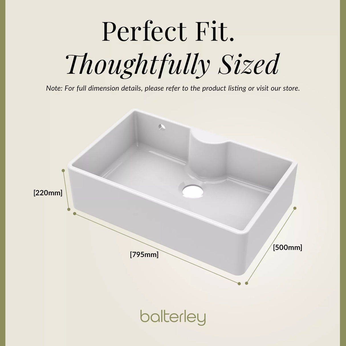Single Bowl Fireclay Ceramic Butler Kitchen Sink - Variety of Sizes and Features Available