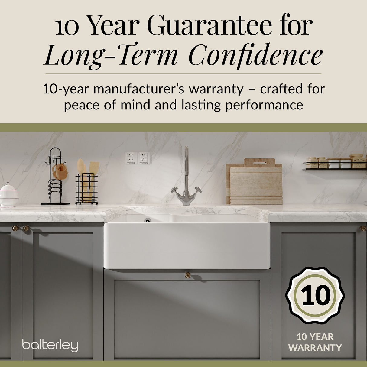 Single Bowl Fireclay Ceramic Butler Kitchen Sink - Variety of Sizes and Features Available