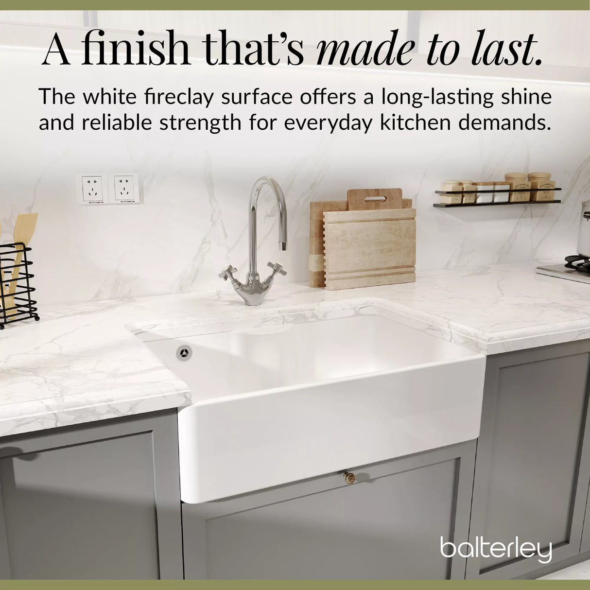 Single Bowl Fireclay Ceramic Butler Kitchen Sink - Variety of Sizes and Features Available