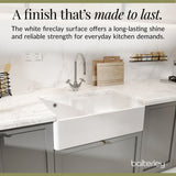 Single Bowl Fireclay Ceramic Butler Kitchen Sink with Tap Ledge and Overflow and Chrome Basket Strainer Waste - 795mm