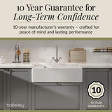 Single Bowl Fireclay Ceramic Butler Kitchen Sink with Tap Ledge and Overflow and Chrome Basket Strainer Waste - 795mm