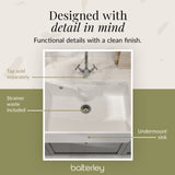 Single Bowl Fireclay Ceramic Butler Kitchen Sink with Tap Ledge and Overflow and Chrome Basket Strainer Waste - 795mm