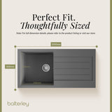 101cm Composite Inset Kitchen Sink with Overflow & Drainer - Available in Multiple Colours