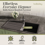 101cm Composite Inset Kitchen Sink with Overflow & Drainer - Available in Multiple Colours