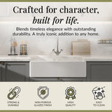 Double Bowl Fireclay Ceramic Butler Kitchen Sink Bundle with Full Weir & Wastes