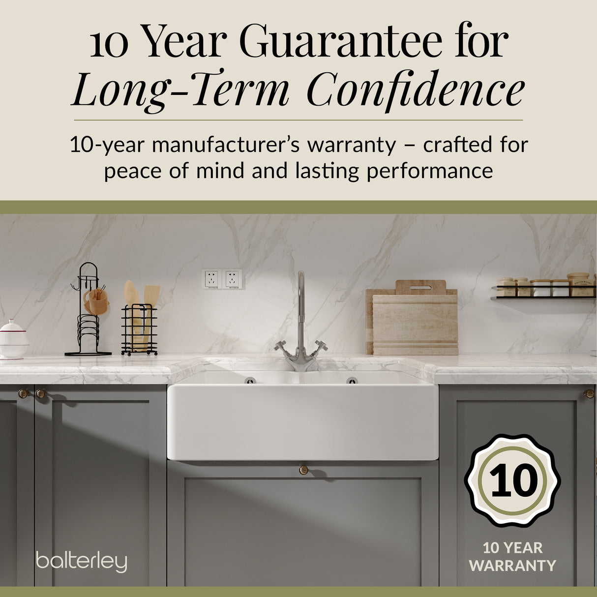 Double Bowl Fireclay Butler Kitchen Sink -  Bundle Includes Full Weir, Tap Hole & Wastes