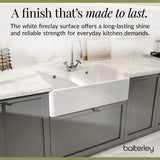 Double Bowl Fireclay Butler Kitchen Sink -  Bundle Includes Full Weir, Tap Hole & Wastes