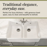 Double Bowl Fireclay Butler Kitchen Sink -  Bundle Includes Full Weir, Tap Hole & Wastes