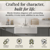 Double Bowl Fireclay Butler Kitchen Sink -  Bundle Includes Full Weir, Tap Hole & Wastes