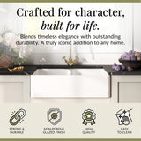 Double Bowl Fireclay Kitchen Stepped Weir Butler Kitchen Sink with No Overflow & No Tap Hole