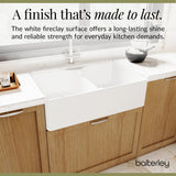 Double Bowl Fireclay Ceramic Butler Kitchen Sink with Stepped Weir  & Wastes