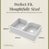 Double Bowl Fireclay Ceramic Butler Kitchen Sink with Stepped Weir  & Wastes