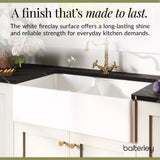 Fireclay Kitchen Bundle - Double Bowl Stepped Weir Butler Sink, Wastes & French Classic Tap, 795mm - Brushed Brass