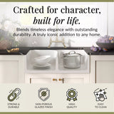 Fireclay Kitchen Bundle - Double Bowl Stepped Weir Butler Sink, Wastes & Bridge Lever Tap, 795mm - Brushed Brass