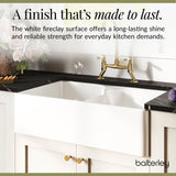 Fireclay Kitchen Bundle - Double Bowl Stepped Weir Butler Sink, Wastes & Bridge Lever Tap, 795mm - Brushed Brass
