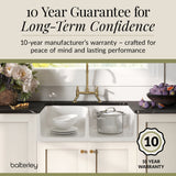 Fireclay Kitchen Bundle - Double Bowl Stepped Weir Butler Sink, Wastes & Bridge Lever Tap, 795mm - Brushed Brass