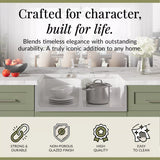 Fireclay Kitchen Bundle - Double Bowl Stepped Weir Butler Sink, Wastes & Bridge Lever Tap, 795mm - Chrome