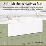 Fireclay Kitchen Bundle - Double Bowl Stepped Weir Butler Sink, Wastes & Bridge Lever Tap, 795mm - Chrome