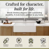 Double Bowl Fireclay Ceramic Butler Kitchen Sink with Stepped Weir  & Wastes