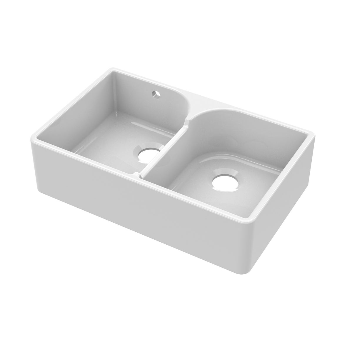 Double Bowl Fireclay Ceramic Stepped Weir Butler Kitchen Sink with Overflow