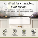 Double Bowl Fireclay Ceramic Stepped Weir Butler Kitchen Sink with Overflow