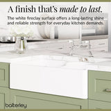 Fireclay Kitchen Bundle - Double Bowl Stepped Weir Butler Sink, Compatible Wastes & Bridge Lever Tap, 795mm - Chrome