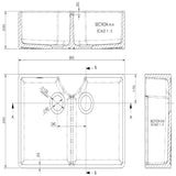 Fireclay Kitchen Bundle - Double Bowl Butler Sink, 2 x Wastes & Bridge Lever Tap, 895mm - Chrome