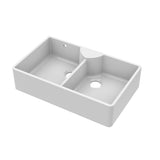 Double Bowl Fireclay Ceramic Stepped Weir Butler Sink with Tap Ledge & Overflow