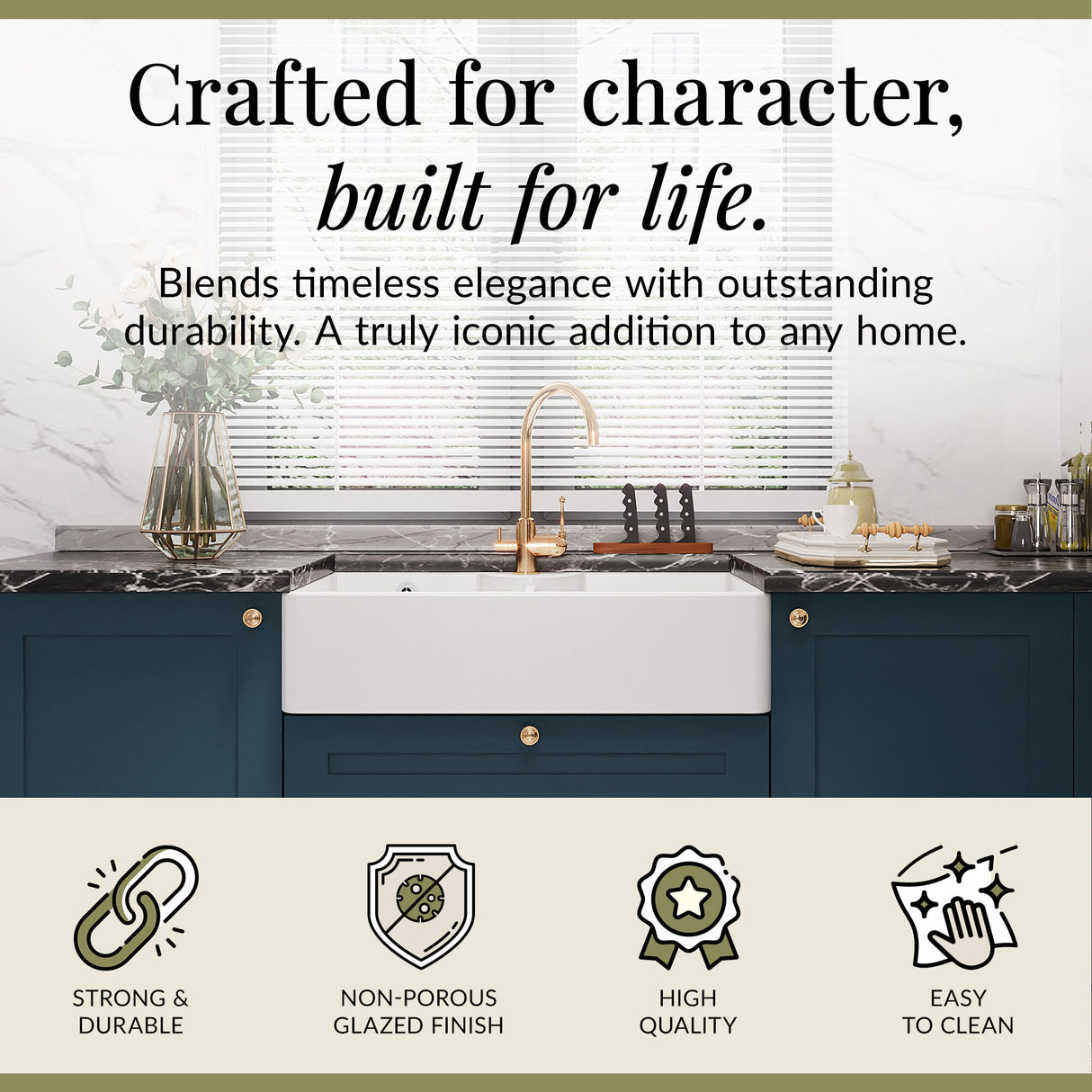 Double Bowl Fireclay Ceramic Stepped Weir Butler Kitchen Sink - Multiple Styles Available