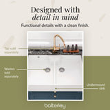 Double Bowl Fireclay Ceramic Stepped Weir Butler Sink with Tap Ledge & Overflow