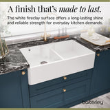 Double Bowl Fireclay Ceramic Stepped Weir Butler Sink with Tap Ledge & Overflow