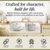 Fireclay Kitchen Bundle - Double Bowl Stepped Weir Butler Sink, Wastes & Bridge Lever Tap, 895mm, Brushed Brass