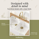 Fireclay Kitchen Bundle - Double Bowl Stepped Weir Butler Sink, Wastes & Bridge Lever Tap, 895mm, Brushed Brass