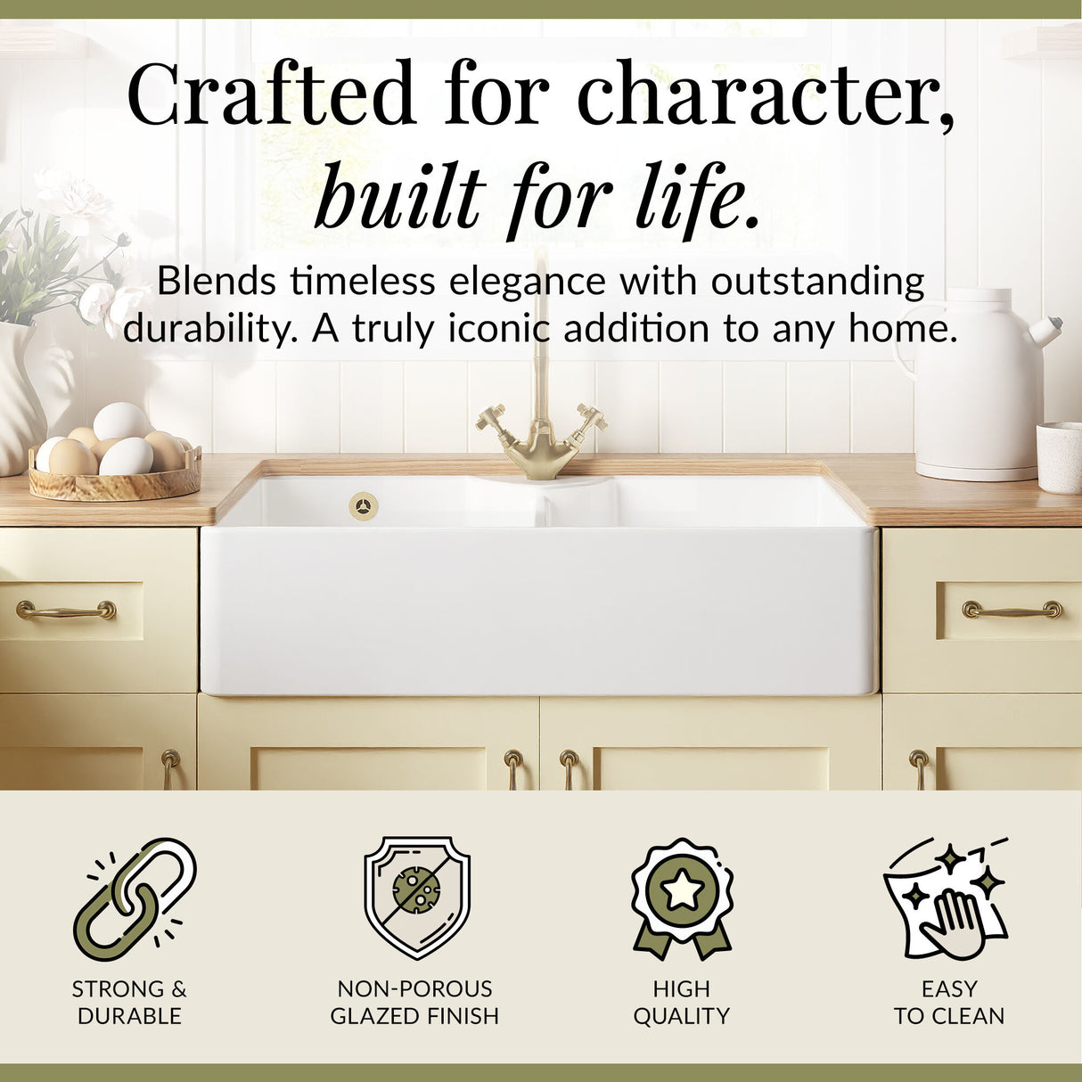 Double Bowl Fireclay Ceramic Stepped Weir Butler Kitchen Sink - Multiple Styles Available