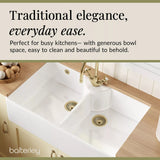 Double Bowl Fireclay Ceramic Stepped Weir Butler Kitchen Sink - Multiple Styles Available