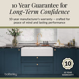 Double Bowl Fireclay Ceramic Butler Kitchen Sink with Stepped Weir, Tap Hole & Waste