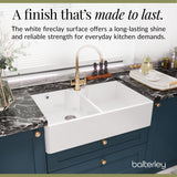 Double Bowl Fireclay Ceramic Butler Kitchen Sink with Stepped Weir, Tap Hole & Waste