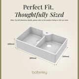 Double Bowl Fireclay Ceramic Butler Kitchen Sink with Stepped Weir, Tap Hole & Waste