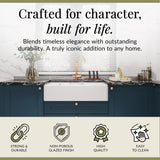 Double Bowl Fireclay Ceramic Butler Kitchen Sink with Stepped Weir, Tap Hole & Waste