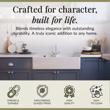 Double Bowl Fireclay Butler Kitchen Sink Bundle with Overflow, Classic Tap & Wastes