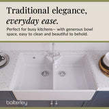 Double Bowl Fireclay Butler Kitchen Sink Bundle with Overflow, Classic Tap & Wastes
