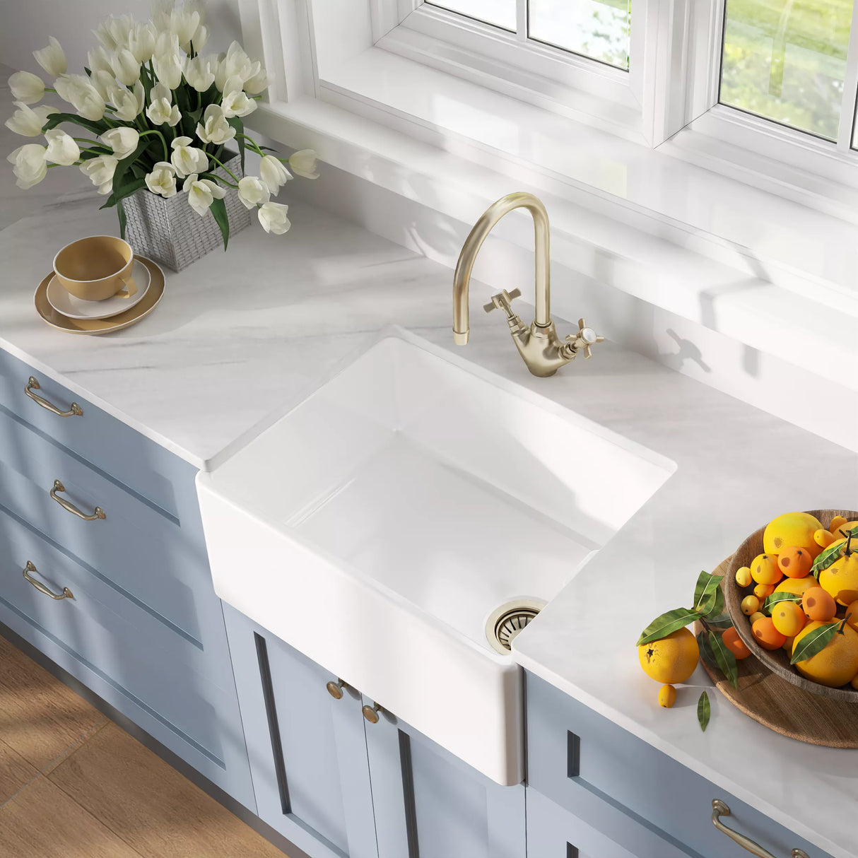 Single Bowl Fireclay Ceramic Belfast Kitchen Sink - Multiple Sizes Available