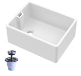 Single Bowl Fireclay Ceramic Belfast Kitchen Sink & Basket Strainer Waste
