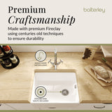 Single Bowl Fireclay Belfast Sink Bundle with Basket Strainer Waste & Mono Kitchen Sink Mixer Tap - 595mm