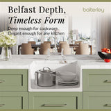 Fireclay Kitchen Bundle - Single Bowl Belfast Sink, Strainer Waste & Bridge Mixer Tap, 595mm - Chrome