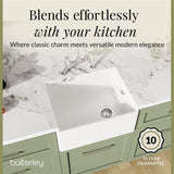 Fireclay Kitchen Bundle - Single Bowl Belfast Sink, Strainer Waste & Bridge Mixer Tap, 595mm - Chrome