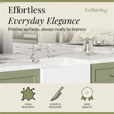 Fireclay Kitchen Bundle - Single Bowl Belfast Sink, Strainer Waste & Bridge Mixer Tap, 595mm - Chrome