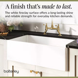 Fireclay Kitchen Bundle - Single Bowl Belfast Sink, Strainer Waste & Bridge Lever Tap, 795mm - Brushed Brass