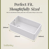 Fireclay Kitchen Bundle - Single Bowl Belfast Sink, Strainer Waste & Bridge Lever Tap, 795mm - Brushed Brass